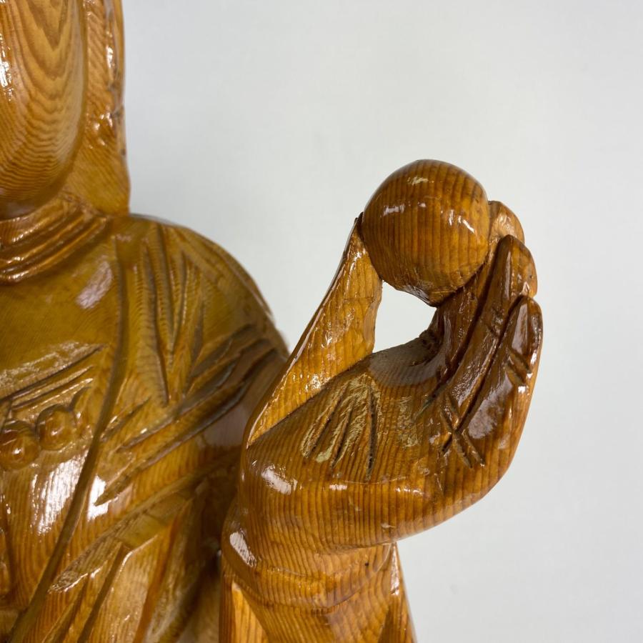 木彫り 観音菩薩像 仏像 彫刻 一木造 高さ約90cm 仏教美術 木製 置物