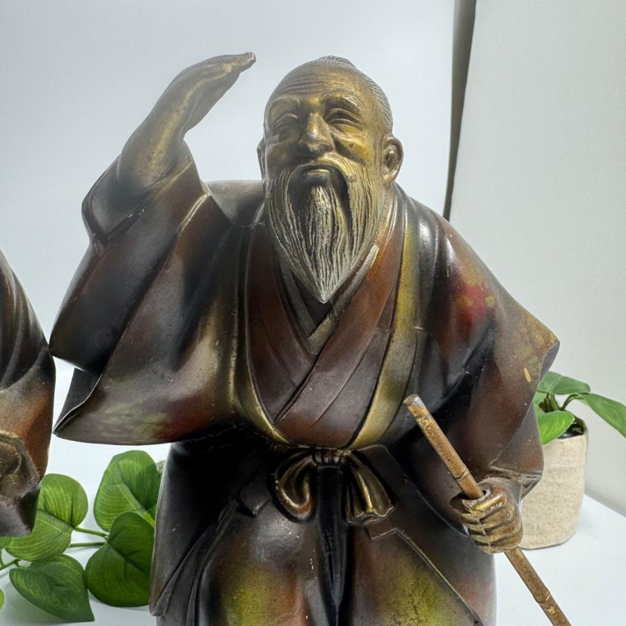 高砂人形 金彩色絵 翁 嫗 おきな おうな 日本人形 置物 飾り 長寿 夫婦