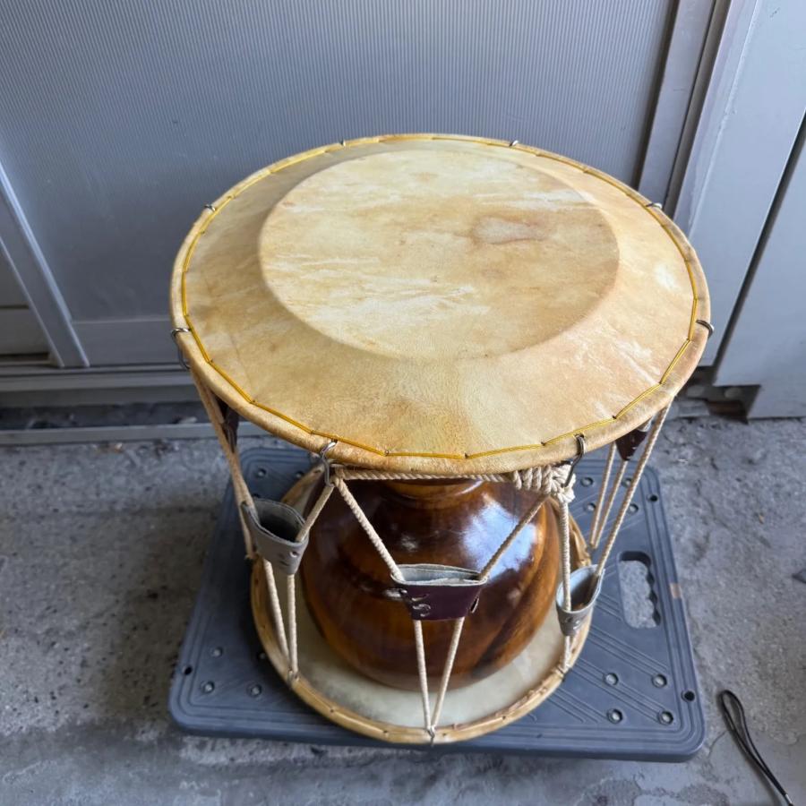 韓国伝統楽器 チャンゴ（杖鼓） バチ付き 木製 約43cm×高さ48cm カバー