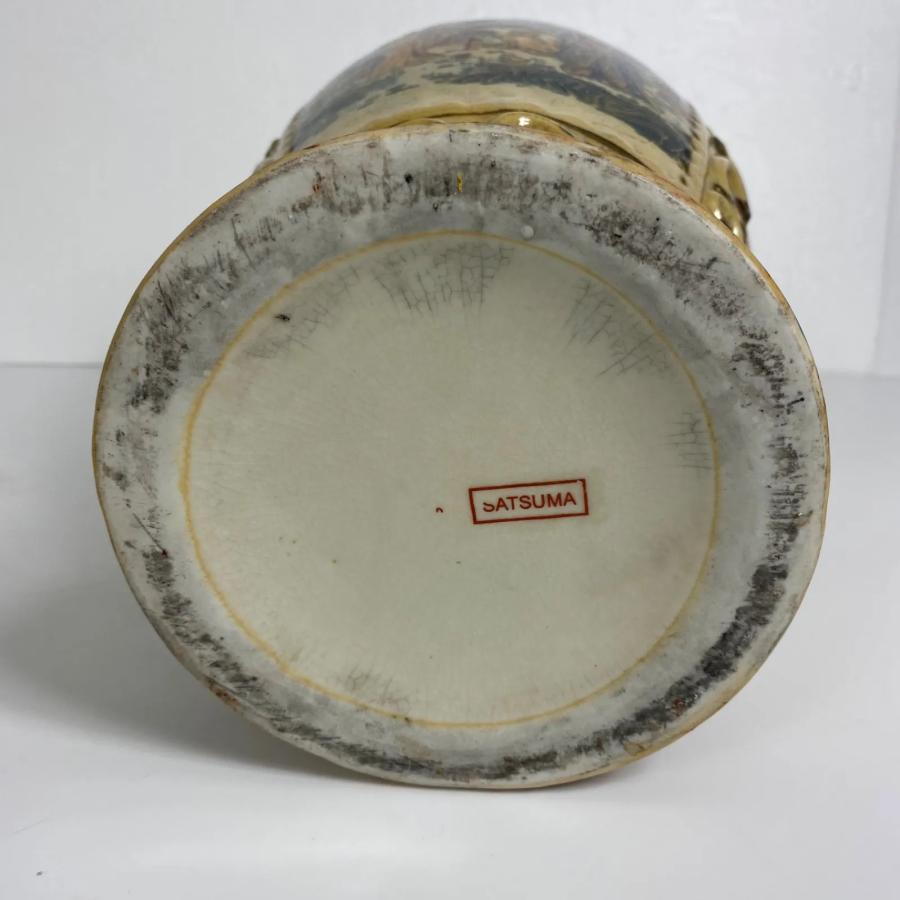 薩摩焼 花鳥風月図 金彩絵付 壺 花瓶 高さ約45cm 飾壺 骨董 和風