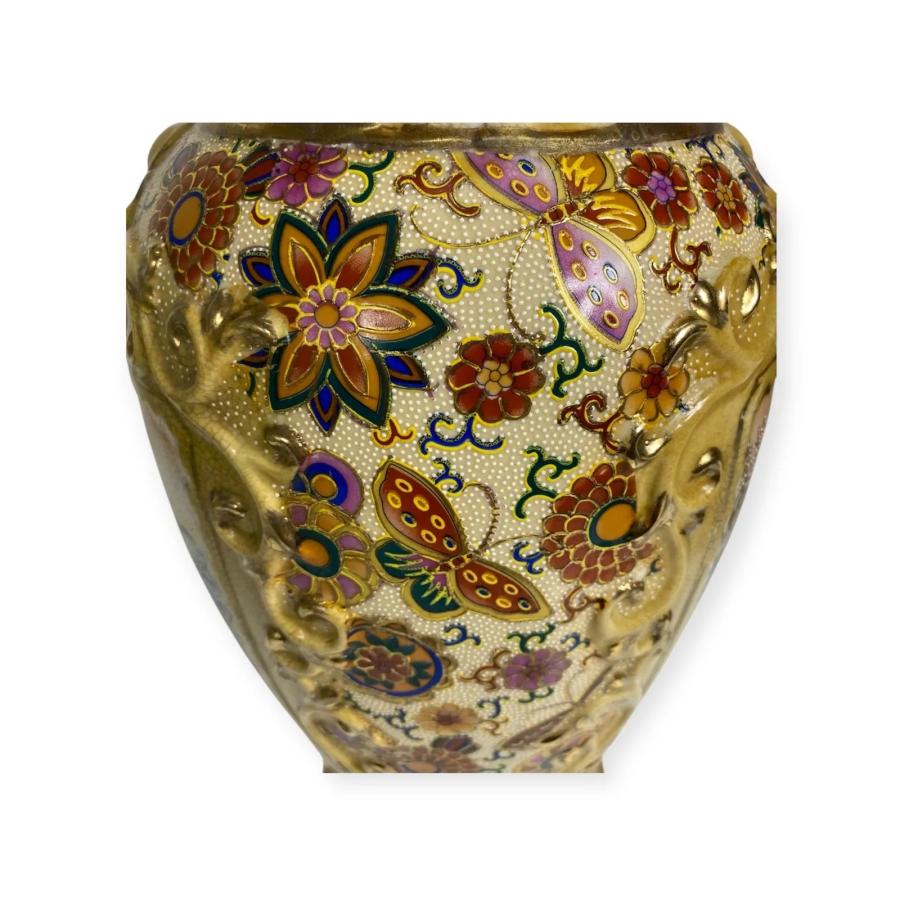 薩摩焼 花鳥風月図 金彩絵付 壺 花瓶 高さ約45cm 飾壺 骨董 和風