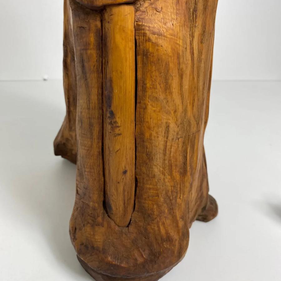 木彫り 寿老人像 七福神 福禄寿 手彫り 彫刻置物 木製人形 工芸品 民芸