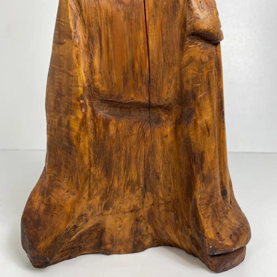 木彫り 寿老人像 七福神 福禄寿 手彫り 彫刻置物 木製人形 工芸品 民芸