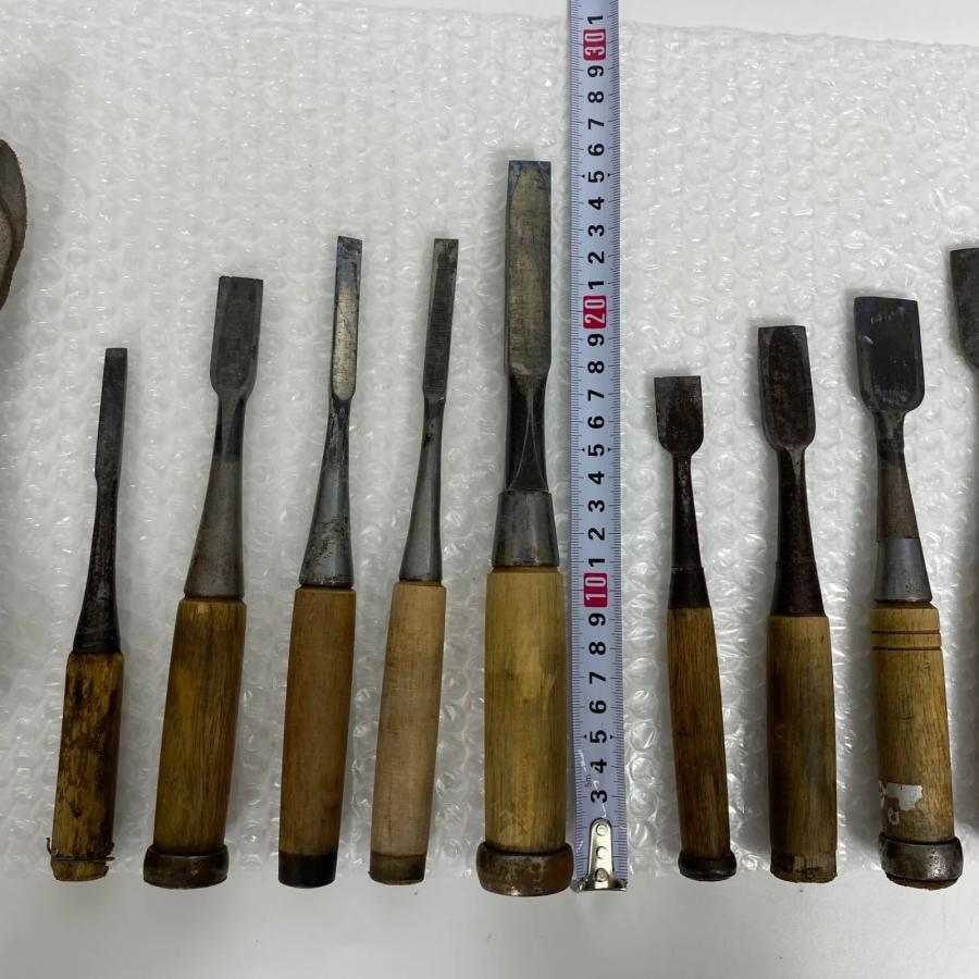大工道具 鑿 のみ 彫刻用 鋼製 12本セット 銘あり 手工具 古道具 木工 