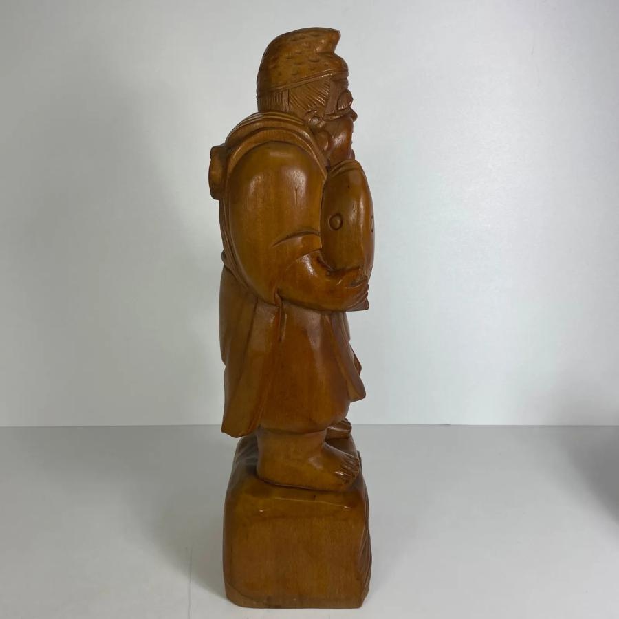 貴重　骨董　銘木　開運　金運　恵比寿様　鯛　木彫り　一刀彫 子宝】貴重 骨董 銘木 開運 金運 布袋様 木彫り 一刀彫 - メルカリ