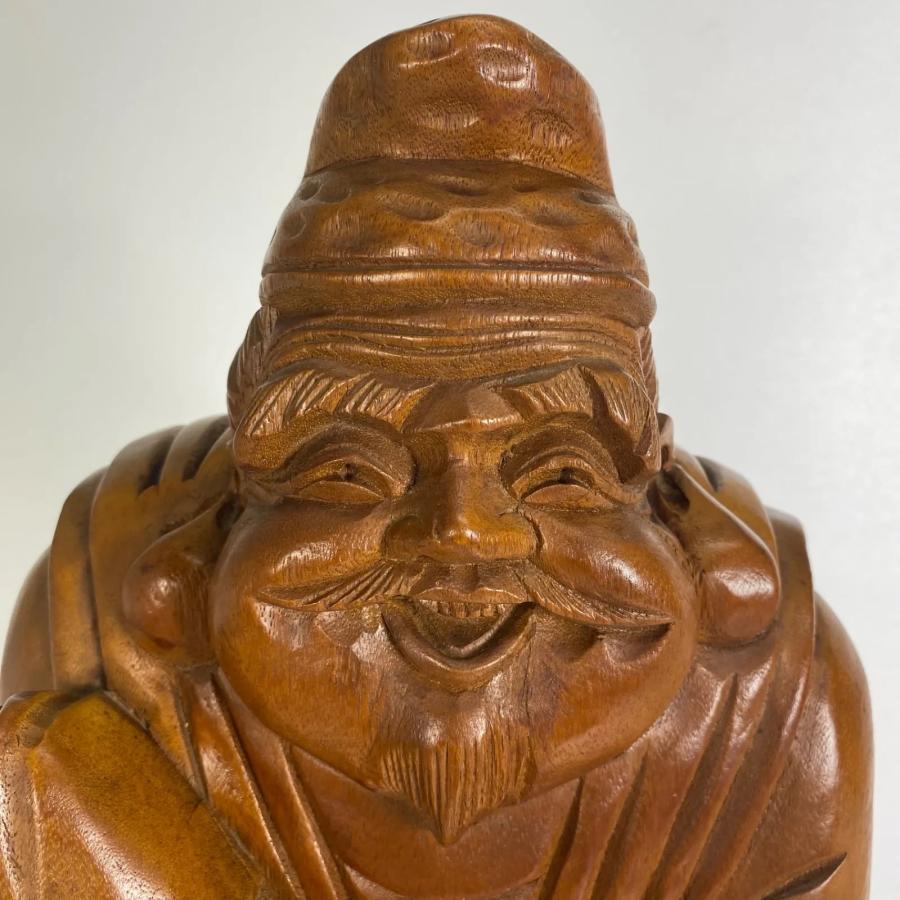 木彫 恵比寿像 玉山作高さ61cm 鯛持ち 一刀彫 置物 彫刻 工芸品 縁起物