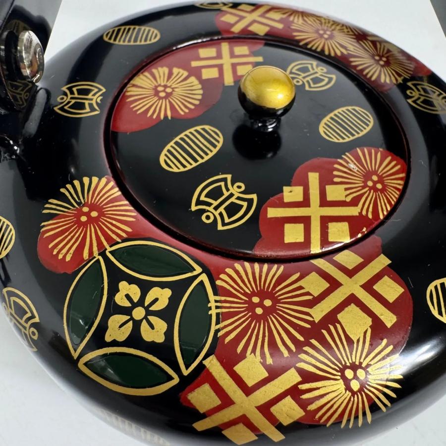 会津塗 黒塗 絵島型 四ツ揃 婚礼用 漆器セット 木箱入 金彩 鶴文様