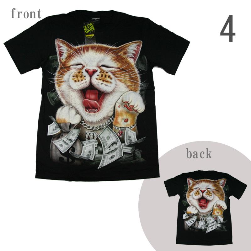 THANABAT Tシャツ デザイン カットソー トップス 猫 アニマル プリント