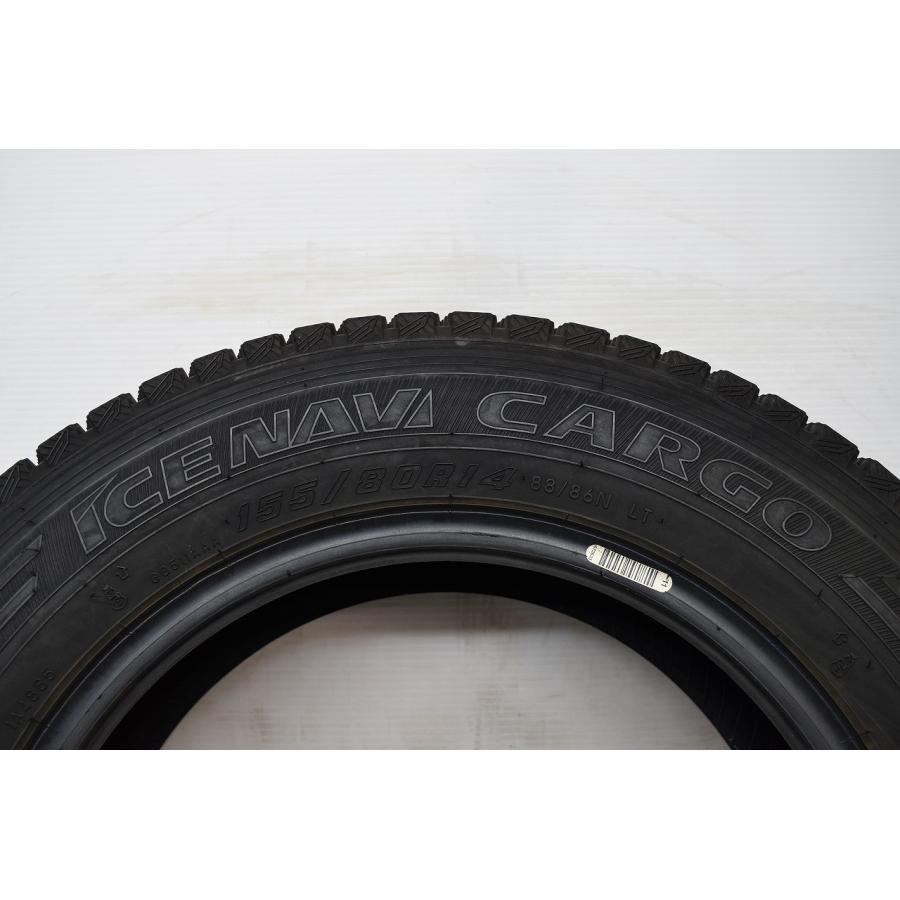 M3-376(送料無料/代引きOK)ランクE 中古 美品 バリ溝 155/80R14 GOODYEAR ICENAVE CARGO 2022年 7.5~8分山 スタッドレス 4本SETの画像