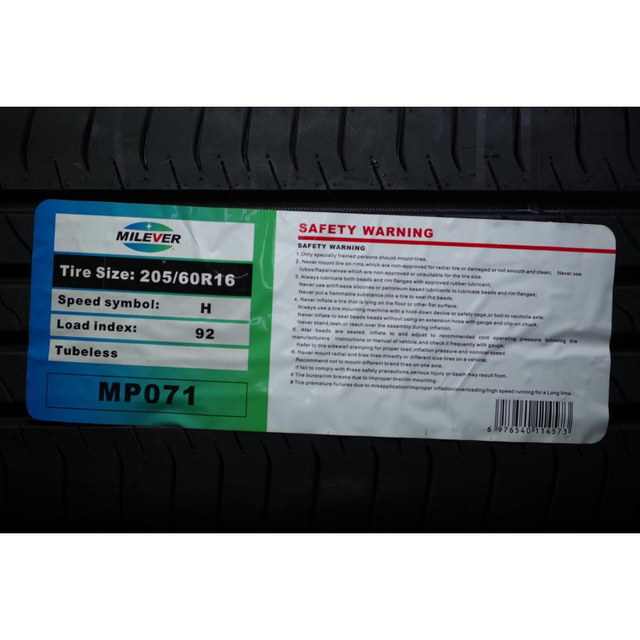 A-2(送料無料/代引きOK)ランクM 新古品 未使用 205/60R16 MILEVER MP071 2025年 夏タイヤ 4本SET |  | 01