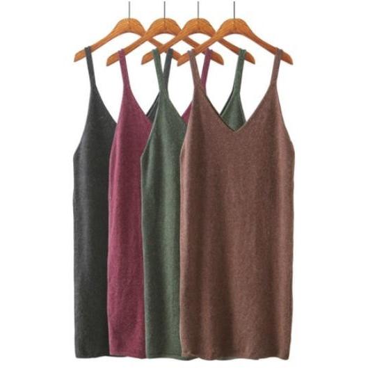 上品 緑 モスグリーン キャミワンピース 無地 Iライン キャミ ニット 秋 冬 春 ひざ丈 ワンピース Zbba036 ナカマサ ヤフー店 通販 Yahoo ショッピング