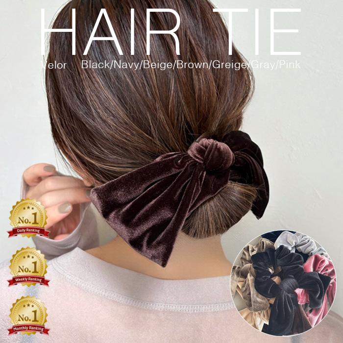 acca リボン ベロア シュシュ ポニー ネイビー acca リボン ベロア シュシュ ポニー ネイビー