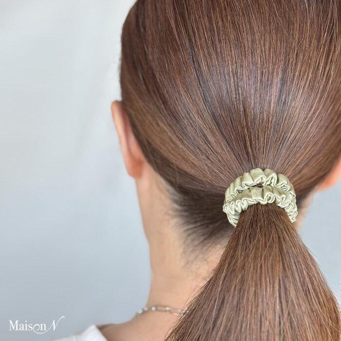 シルク100%【全21色】シルク シュシュ ヘアゴム |  | 01