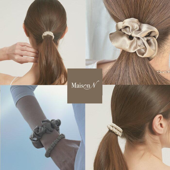 シルク100%【全21色】シルク シュシュ ヘアゴム |  | 07