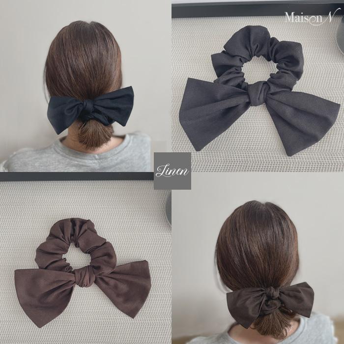 【日本製】リネン リボン シュシュ |  | 05