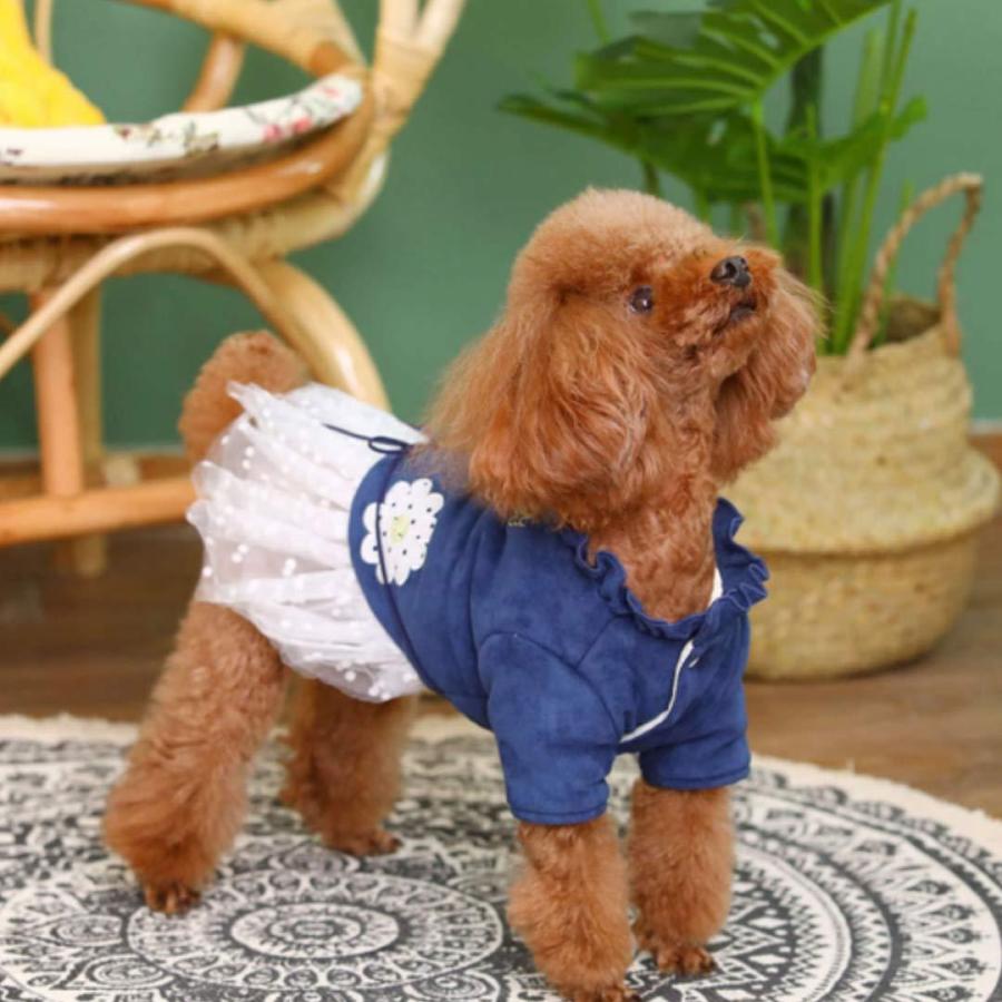 レビューで送料無料 犬 服 冬 おしゃれ 着せやすい 犬服 犬の服 Dogypoo 秋冬 アウター 暖か ワンピース フリル丸首 シフォンスカート Discoversvg Com