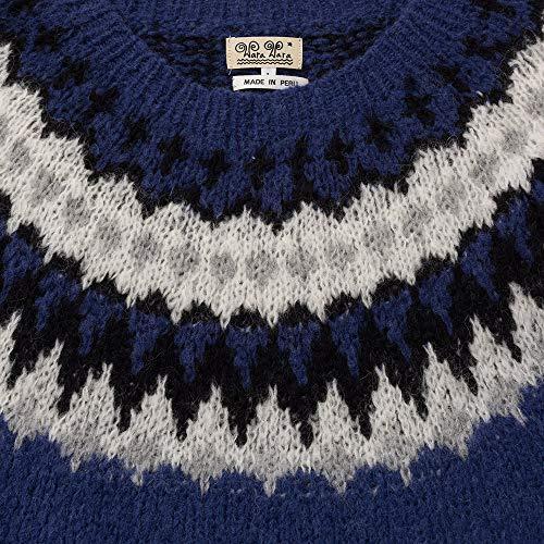 限定セール 秋冬 男性 メンズ クルーネック 求心編み ニット セーター ノルディック アルパカ混 ペルー製 L ブルー ニット セーター Www Thinktocode Com