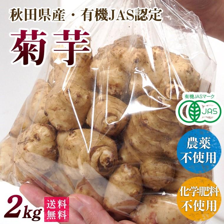 ポイント２倍【4/11 10時販売終了】【2023年産】有機洗い菊芋２ｋｇ（きくいも）オーガニック・有機ＪＡＳ【送料無料・数量限定品・秋田県産】｜moa