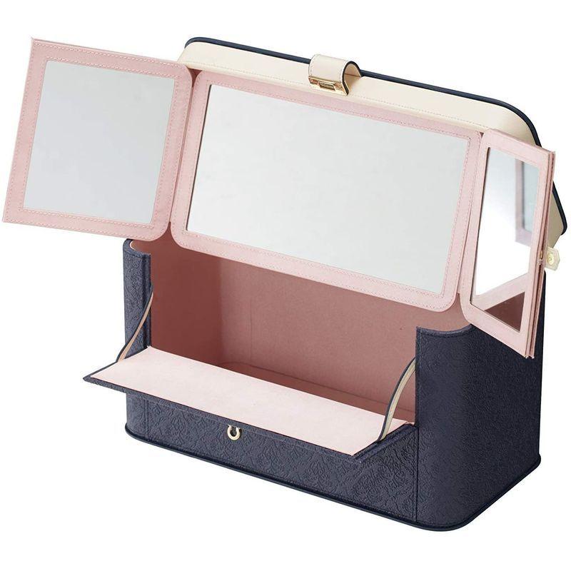 大人気 カスタマイズできるとっておきのメイクボックス アラベスク ワイド ロイヤルネイビー 【I2150409337】(11905円)