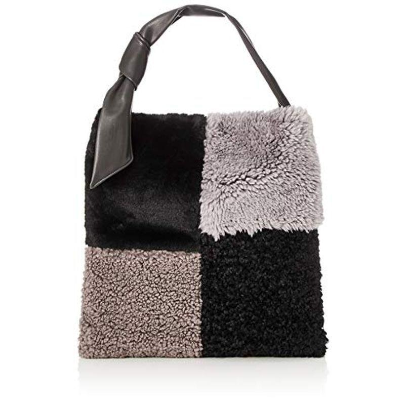 カシュカシュ エコファーパッチワークリボンショルダーバッグ 01 00 エコファーパッチワークリボンショルダーバッグ レディース モアア商店2のカシュカシュ レディースファッション モアア商店2 Gry