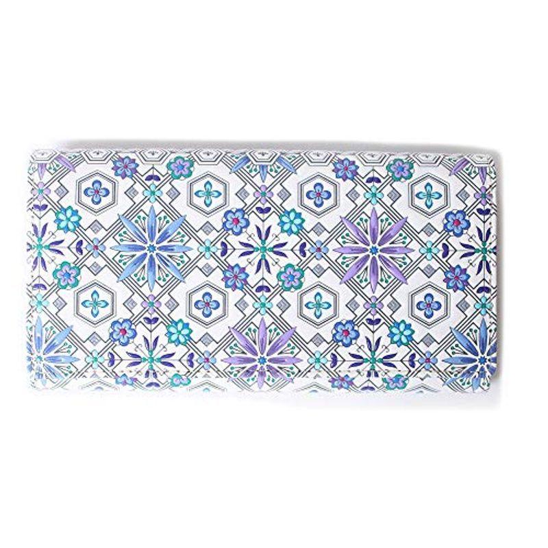 浅草文庫 花菱 日本製 かぶせ 長財布 本革 江戸小紋 小銭入れ有り (BLUE)