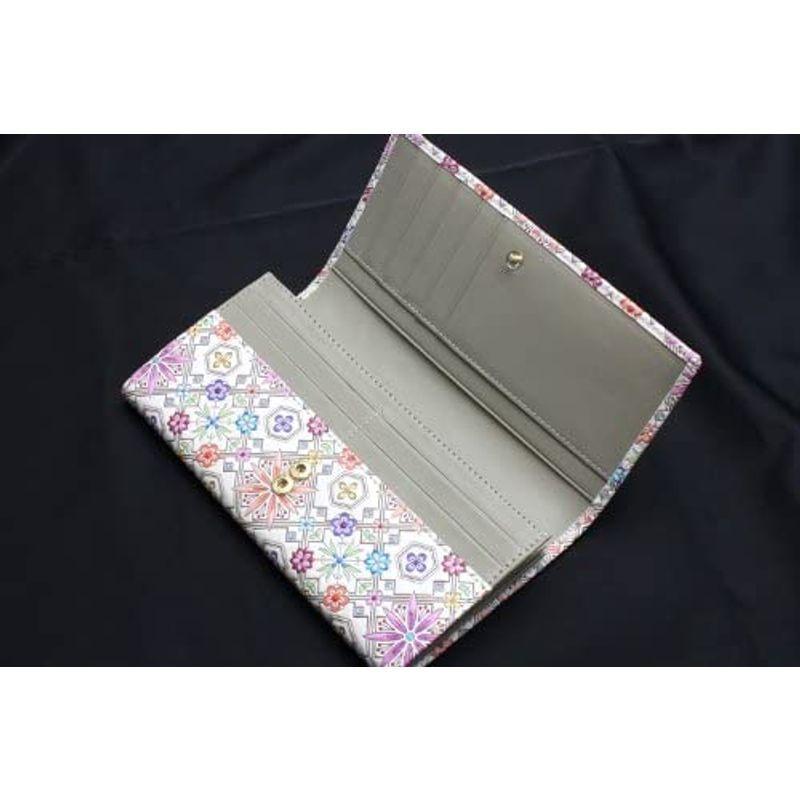 浅草文庫 花菱 日本製 かぶせ 長財布 本革 江戸小紋 小銭入れ有り (BLUE) 花菱 日本製 かぶせ 長財布 本革 江戸小紋 小銭入れ有り BLUE