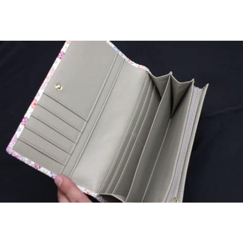 浅草文庫 花菱 日本製 かぶせ 長財布 本革 江戸小紋 小銭入れ有り (BLUE) 花菱 日本製 かぶせ 長財布 本革 江戸小紋 小銭入れ有り BLUE