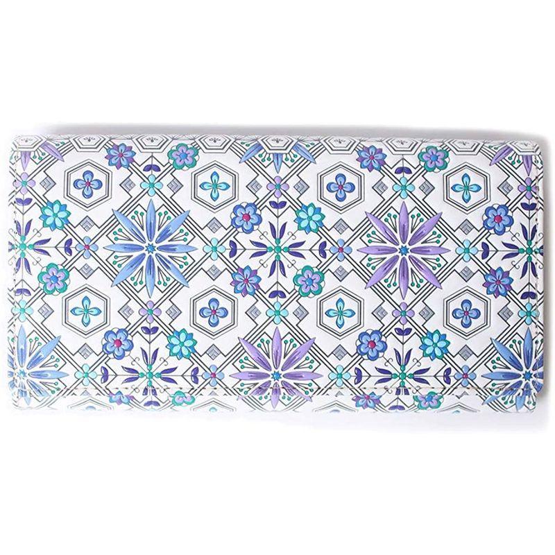 浅草文庫 花菱 日本製 かぶせ 長財布 本革 江戸小紋 小銭入れ有り (BLUE) 花菱 日本製 かぶせ 長財布 本革 江戸小紋 小銭入れ有り BLUE