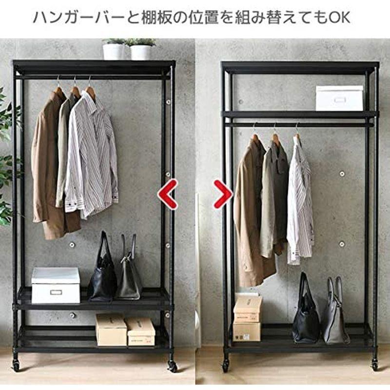 山善 ハンガーラック (ワードローブ) 服・カバン・小物がこれ1つで収納できる 頑丈 (全体耐荷重110?) キャスター付き 幅90.5×奥 幅90 ハンガーラック ワードローブ 服 カバン 小物がこれ1つで収納できる 頑丈 全体耐荷重110 キャスター付き 5×奥