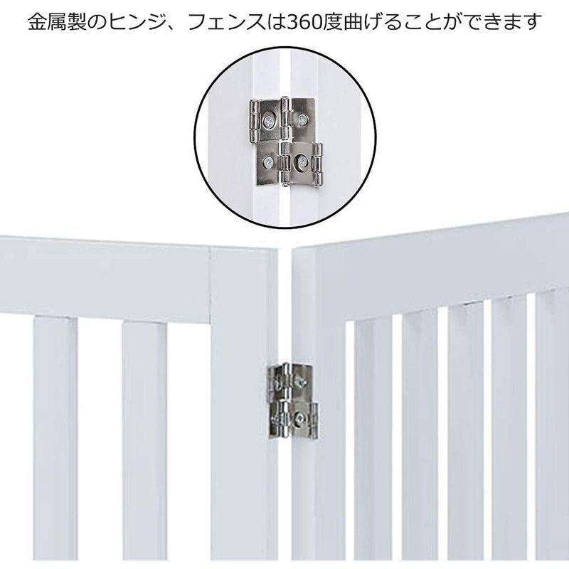 unipaws 木製犬用ゲート、折り式バリア、ペット用家具フェンス 、白い 木製犬用ゲート 折り式バリア ペット用家具フェンス 白い