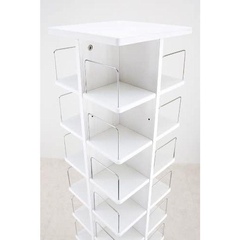 大容量回転式マルチタワーラックCD・DVD収納 ホワイト(LCI-144WH) ホワイト 5mm厚 DVD収納 LCI 144WH 　 サイズ 回転台：17