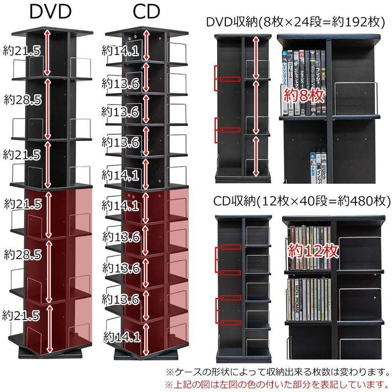 大容量回転式マルチタワーラックCD・DVD収納 ホワイト(LCI-144WH) ホワイト 5mm厚 DVD収納 LCI 144WH 　 サイズ 回転台：17