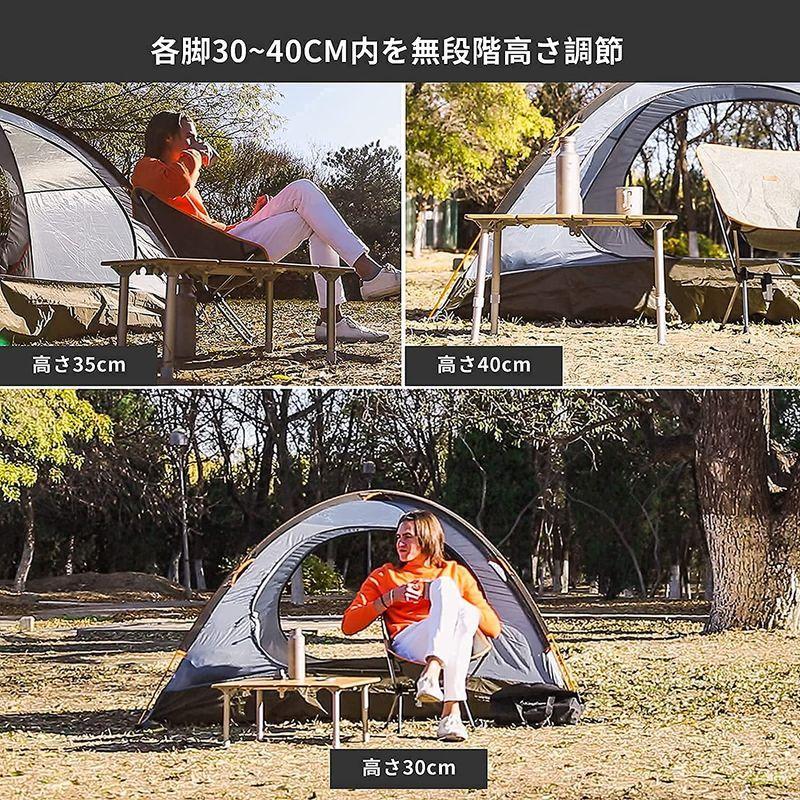 ATEPA 折りたたみローテーブル アウトドア キャンプ 机 幅60cm 正方形 30?40cm高さ調節可能 竹 4つ折り コンパクト 登山 キャンプ 折りたたみローテーブル アウトドア 机 幅60cm 正方形 40cm高さ調節可能 竹 4つ折り コンパクト 登山