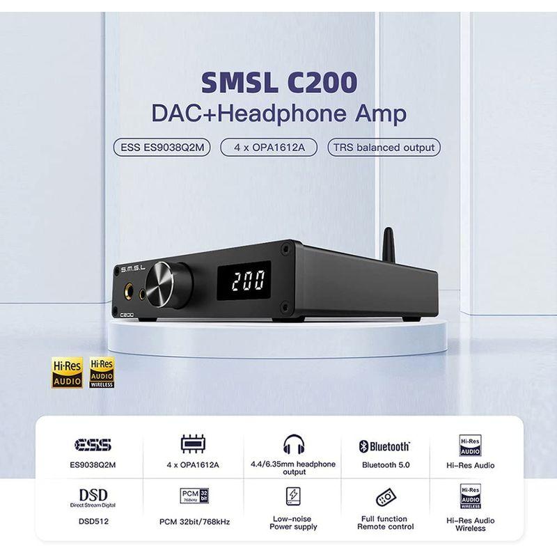 保証書付 SMSL C200 USB Bluetooth DAC ヘッドフォンアンプ LDAC ハイレゾワイヤレス XMOS ES9038Q2M 4x