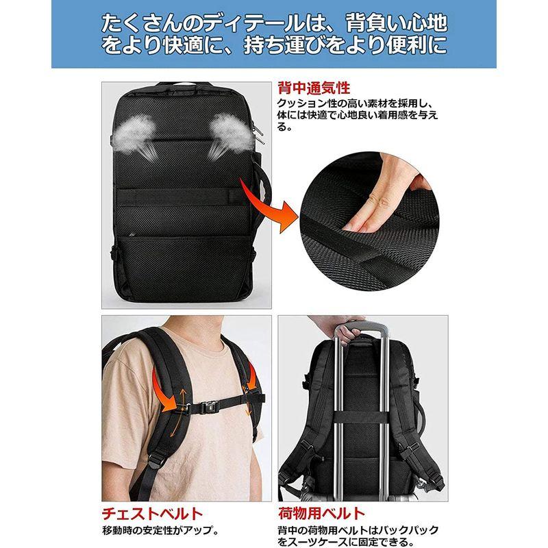 Inateck 40L ビジネス リュック 旅行 リュック 軽い 3way バックパック 機内持ち込み 収納力 出張 撥水加工 盗難防止 1｜moaa-2-store｜03