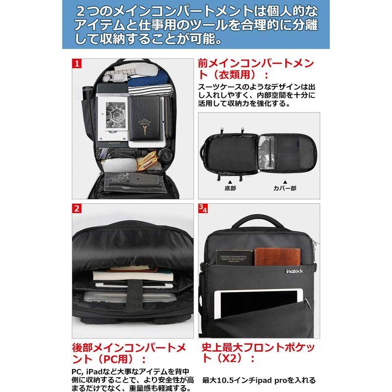 Inateck 40L ビジネス リュック 旅行 リュック 軽い 3way バックパック 機内持ち込み 収納力 出張 撥水加工 盗難防止 1｜moaa-2-store｜05