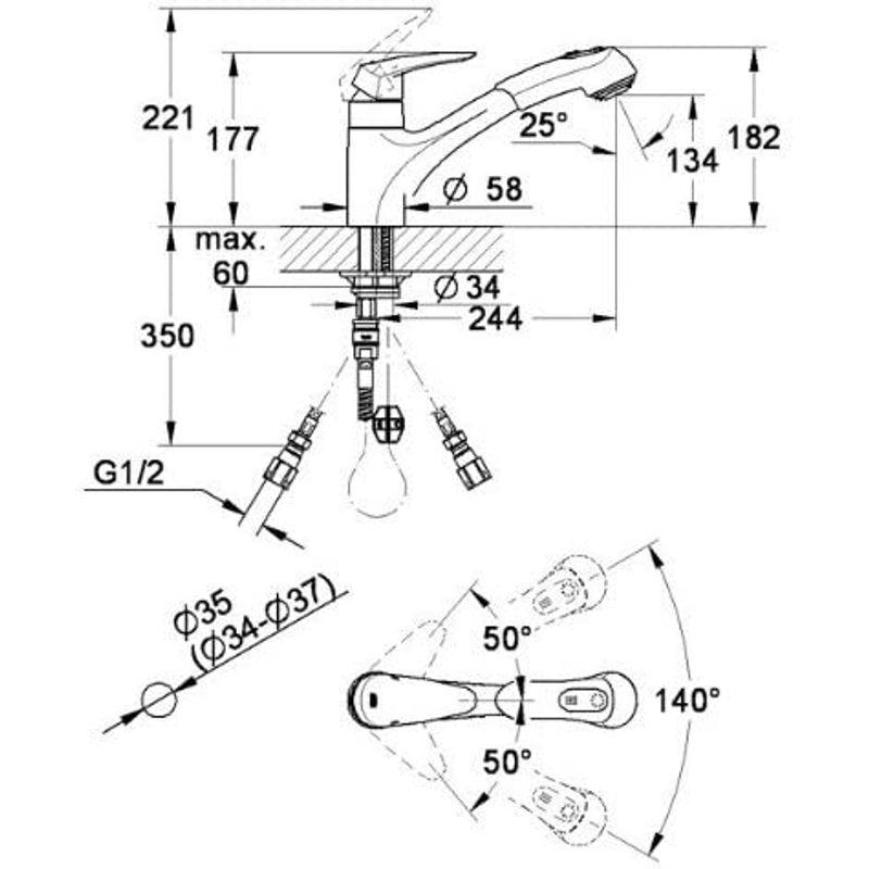 JP351000(3225800J)グローエ(GROHE)ユーロディスクシングルレバー混合水栓(グローエ公式・　日本規格適合)