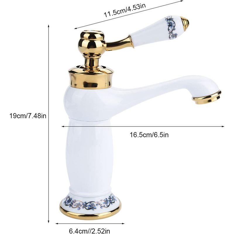 TOPINCN 洗面台 蛇口 混合水栓 洗面用 アンティーク 混合水栓 冷水/温水蛇口 花柄 クロームメッキ キッチン用水栓 節水 洗面所｜moaa-2-store｜10