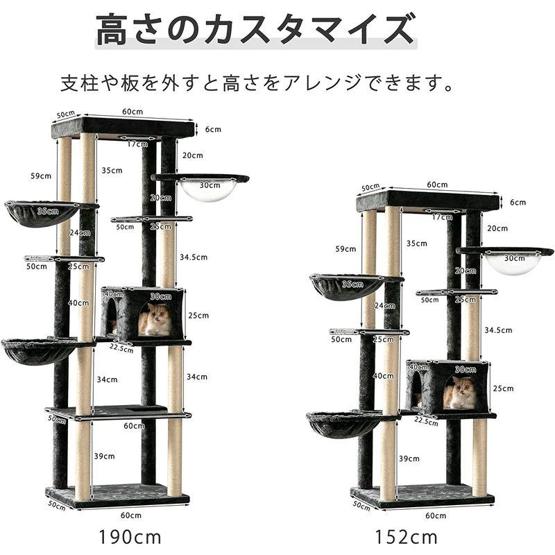 【値下げ・名盤】 lifesia キャットタワー 猫タワー 据え置き 透明宇宙船 爪とぎ 猫ハウス ハンモック2つ付き 多頭飼い 頑丈耐久 大型猫適用 安定性 【E2039684161】(11300円)