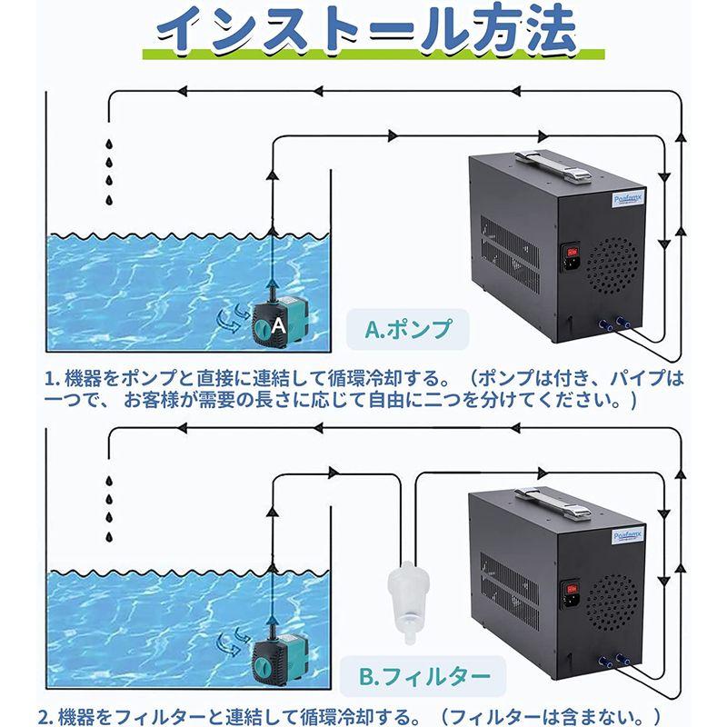 Poafamx 水槽クーラー 60L冷却だけ ペルチェ式 15-30℃調整可能 パイプ付き 循環ポンプ付き 日本語取り扱い説明書付き 連続作 水槽クーラー 60L冷却だけ ペルチェ式 パイプ付き 循環ポンプ付き 日本語取り扱い説明書付き 連続作