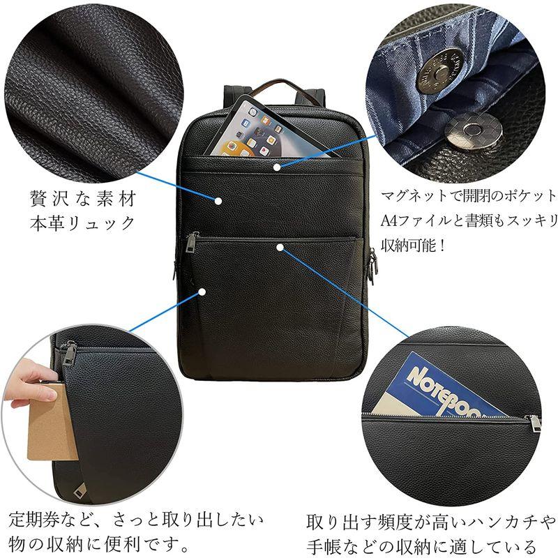 Achiyu リュック メンズ 本革 牛革 A4 大容量 多機能 レザー 革 リュックサック バックパック ビジネスリュック 人気 出張 旅 リュック メンズ 本革 牛革 A4 大容量 多機能 レザー 革 リュックサック バックパック ビジネスリュック 人気 出張 旅