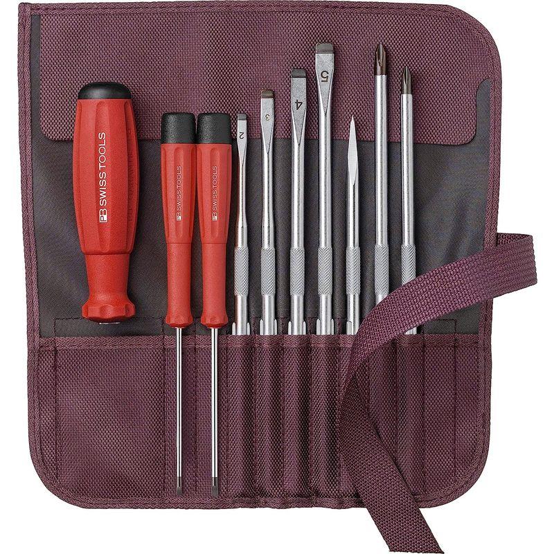 店舗併売品 PB SWISS TOOLS 8218BO 差替式ドライバーセット 9本組 ボルドー