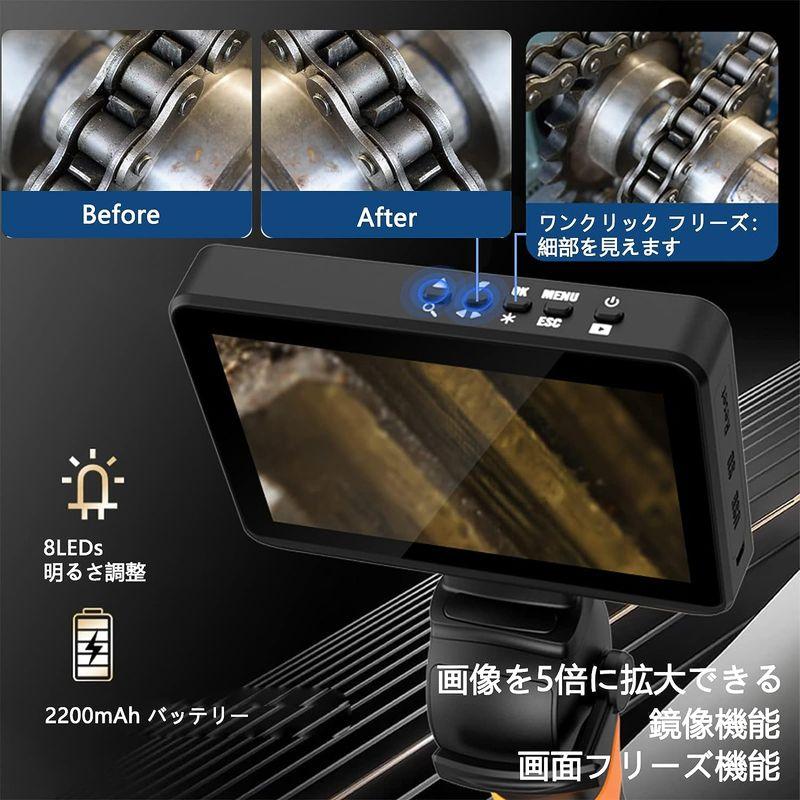 EISTAKAO 4mm 先端可動式ファイバースコープ 4.5インチ スクリーン 工業用内視鏡 720P ビデオスコープ 360度回転可能な｜moaa-2-store｜02