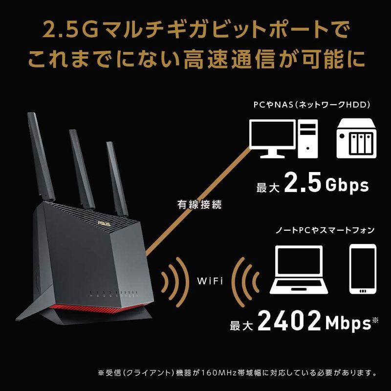 ASUS イーサネット WiFi RT-AX86U Pro 無線 ルーター 最新規格WiFi6 4804+861Mbps v6プラス対応デュ｜moaa-2-store｜06