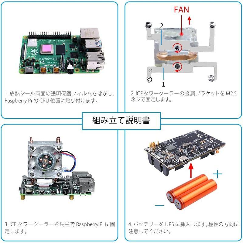 GeeekPi ミニタワー UPS キット Raspberry Pi ICE タワー クーラー PWM RGB ファン Raspberry｜moaa-2-store｜03