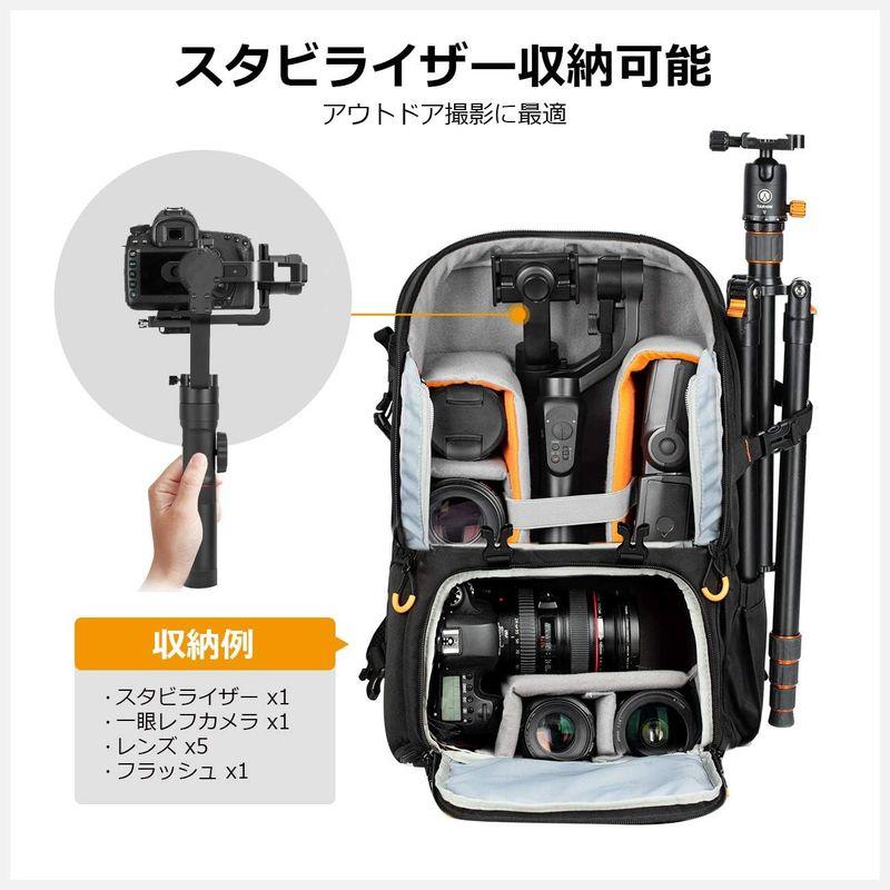 TARION PBL カメラバッグ サイドアクセス 一眼レフカメラパック 大容量 14.6L 小物収納 カメラリュック バックパック 撥水加｜moaa-2-store｜03