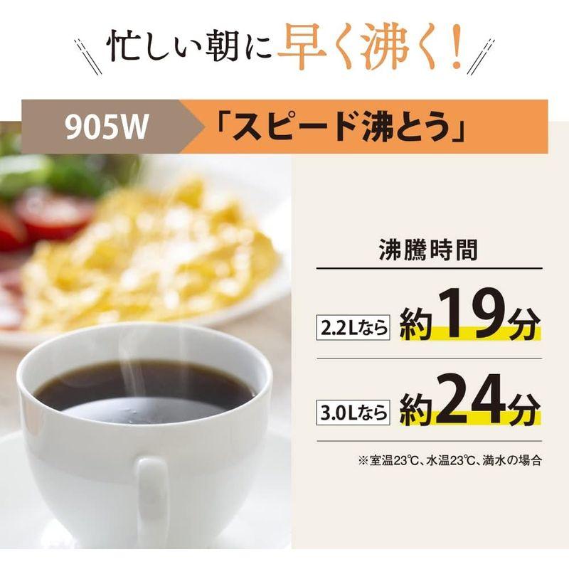 象印 電気ポット 2.2L 優湯生 省エネ ハイグレード 5段階温度設定 ブラウン CV-GA22-TA｜moaa-2-store｜02