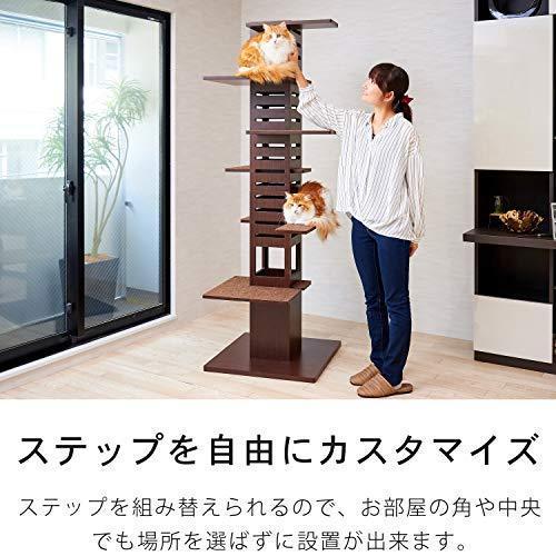 猫用品 necobaco T ブラウン/ブラウン ネコバコ T 木製キャットタワー 
