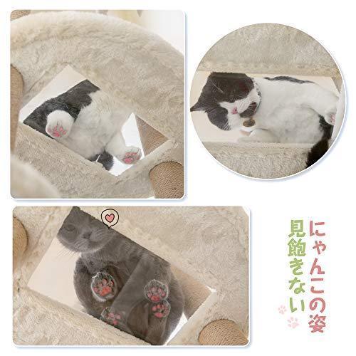 Mwpo 透明宇宙船 窓付きの透明ステップ 突っ張りタイプキャットタワー 透明ボール 透明ハンモック おうちで木? 