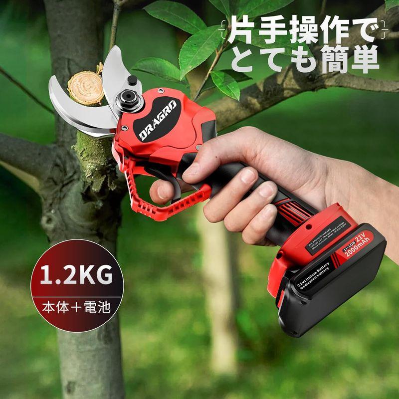 完動品 Dragro 充電式剪定ばさみ 電動ハサミ 剪定 コードレス 電動剪定バサミ 切断直径30mm プロの 2つ21V 2000mAhのバッテリ 【IQ1691248951】(9373円)